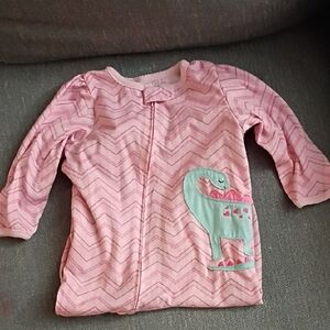 Pink Baby Onesie with Dinosaur Design